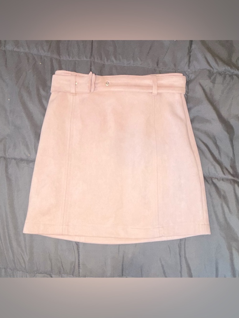 Fashion Nova Pink Mini Skirt Size S Faux Suede Bodycon Belted